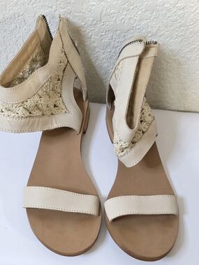 Latigo Cream Crochet Ankle-Strap Sandals